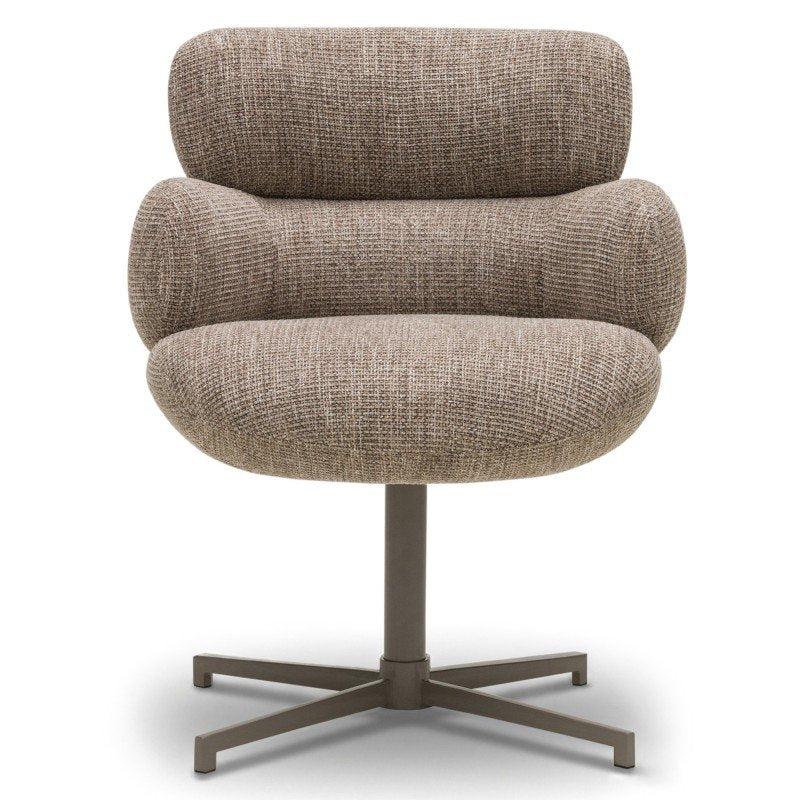 Poltroncina Moke marrone e crema con gambe in metallo - NN-MOK-UPH-ARM-BRO-664 - foto 2