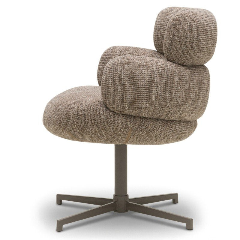 Poltroncina Moke marrone e crema con gambe in metallo - NN-MOK-UPH-ARM-BRO-664 - foto 4