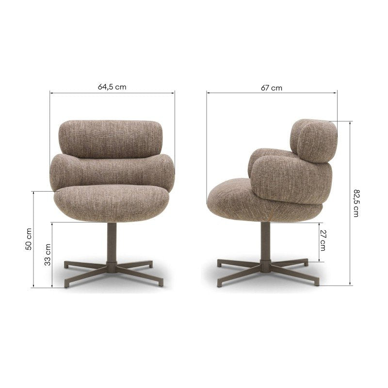 Poltroncina Moke marrone e crema con gambe in metallo - NN-MOK-UPH-ARM-BRO-664 - foto 7