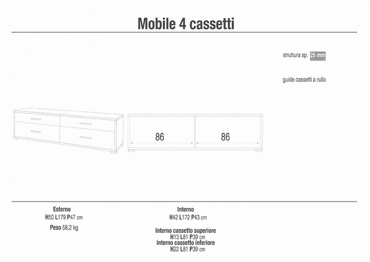 Porta TV 4 Cassetti in Kit Noce Stelvio e Ossido Bianco - MG808812 - foto 5