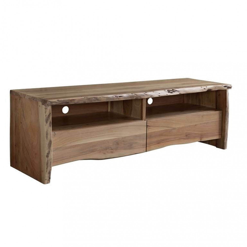 Porta TV Benny in legno di acacia colore marrone, con design compatto ed elegante, ideale per un soggiorno funzionale e accogliente | Albert Stock