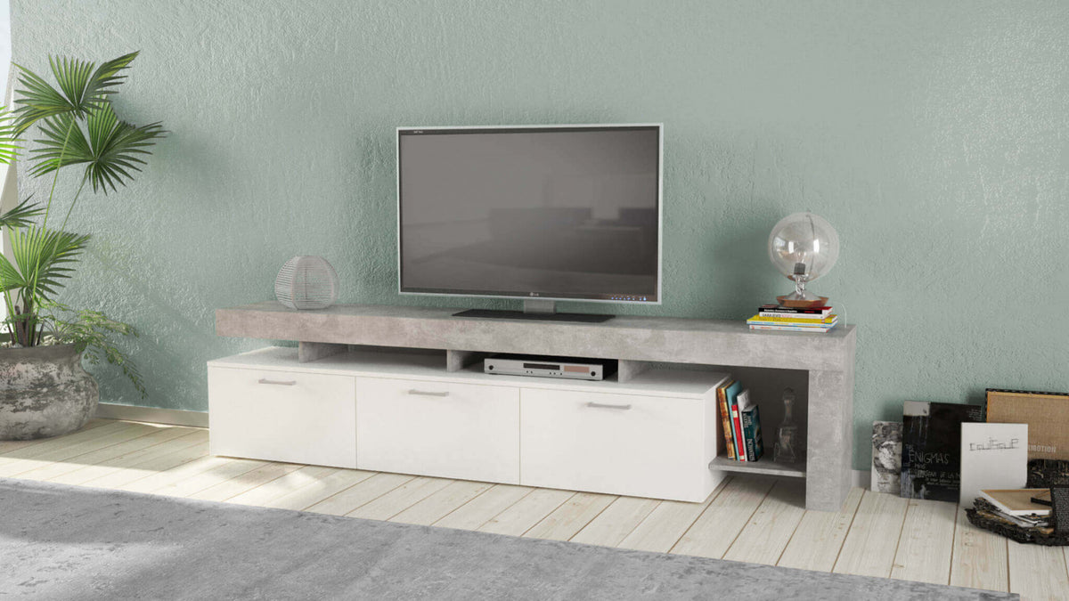 Porta TV Vale Cemento Chiaro e Bianco 220 cm - MK801526 - foto 4