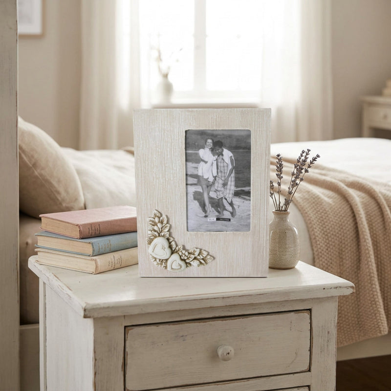 Portafoto Cosma tortora con decorazione a cuore