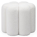 Pouf imbottito Flori in bouclé bianco - NN-FLO-UPH-POU-WHI-546