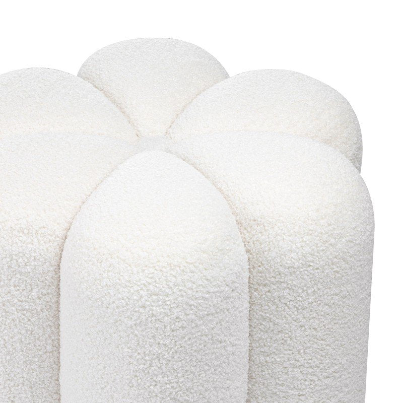 Pouf imbottito Flori in bouclé bianco - NN-FLO-UPH-POU-WHI-546 - foto 2