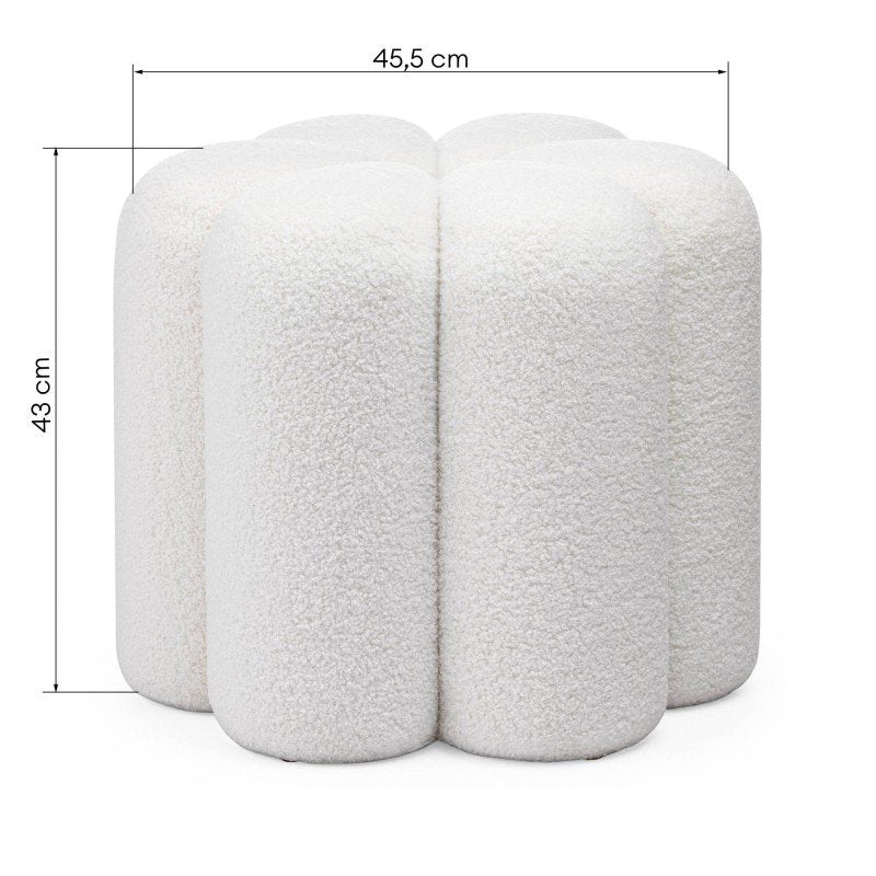 Pouf imbottito Flori in bouclé bianco - NN-FLO-UPH-POU-WHI-546 - foto 3