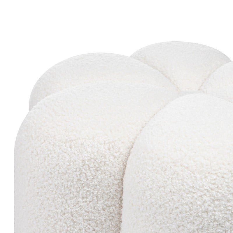 Pouf imbottito Flori in bouclé bianco - NN-FLO-UPH-POU-WHI-546 - foto 4