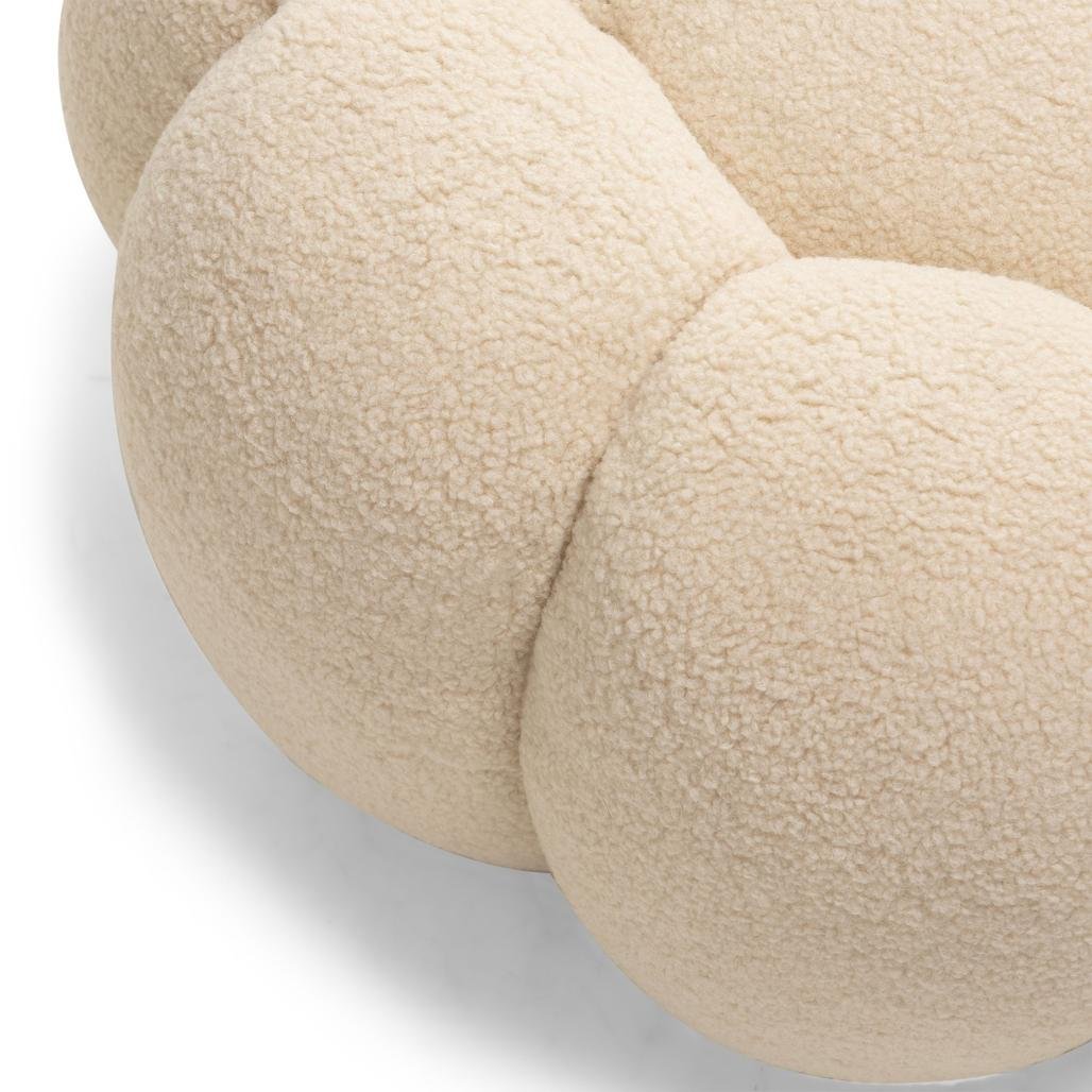 Pouf Perle in bouclé beige dalle forme tonde - NN-PER-UPH-POU-BEI-207 - foto 3