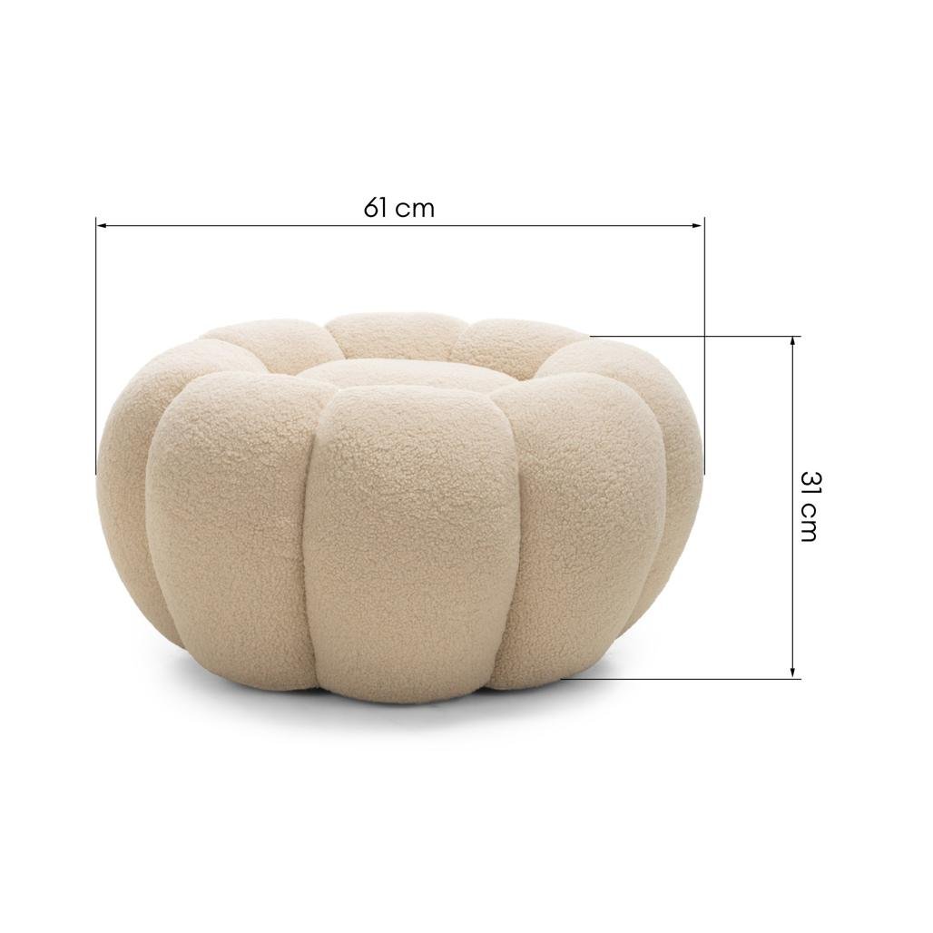 Pouf Perle in bouclé beige dalle forme tonde - NN-PER-UPH-POU-BEI-207 - foto 5