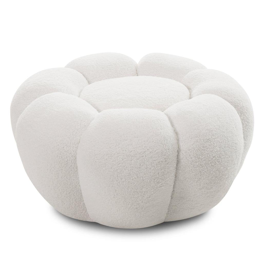 Pouf Perle in bouclé bianco dalle forme tonde - NN-PER-UPH-POU-OFFWHI-173