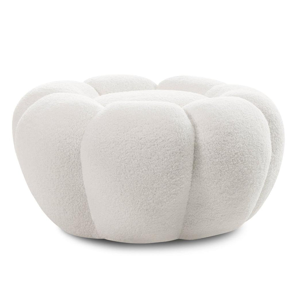 Pouf Perle in bouclé bianco dalle forme tonde - NN-PER-UPH-POU-OFFWHI-173 - foto 5