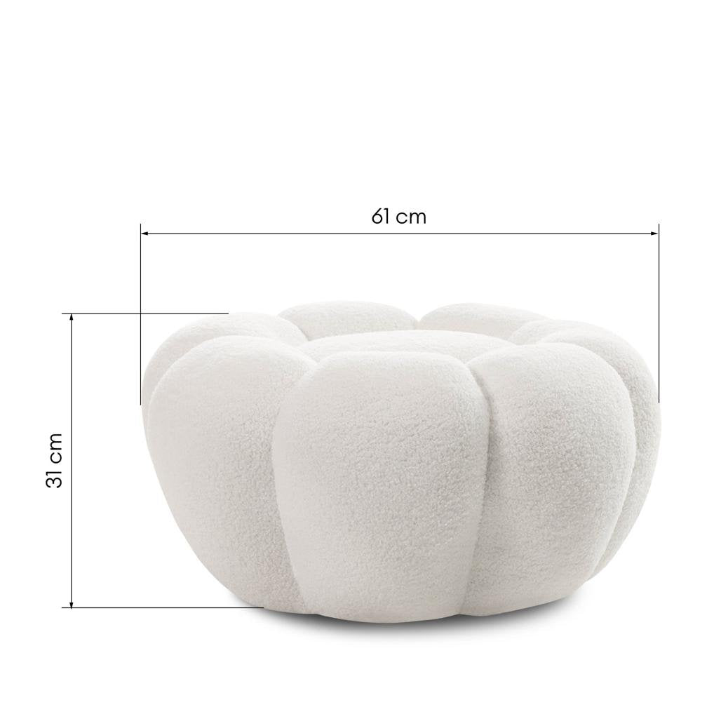 Pouf Perle in bouclé bianco dalle forme tonde - NN-PER-UPH-POU-OFFWHI-173 - foto 6