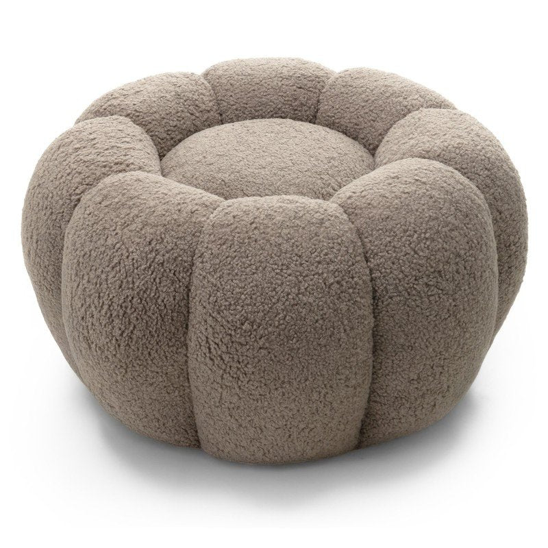 Pouf Perle in bouclé cappuccino dalle forme tonde - NN-PER-UPH-POU-RABGRE-609