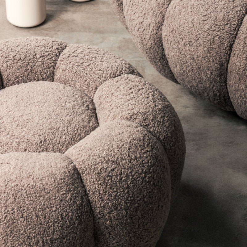 Pouf Perle in bouclé cappuccino dalle forme tonde - NN-PER-UPH-POU-RABGRE-609 - foto 3