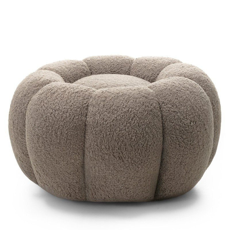 Pouf Perle in bouclé cappuccino dalle forme tonde - NN-PER-UPH-POU-RABGRE-609 - foto 5