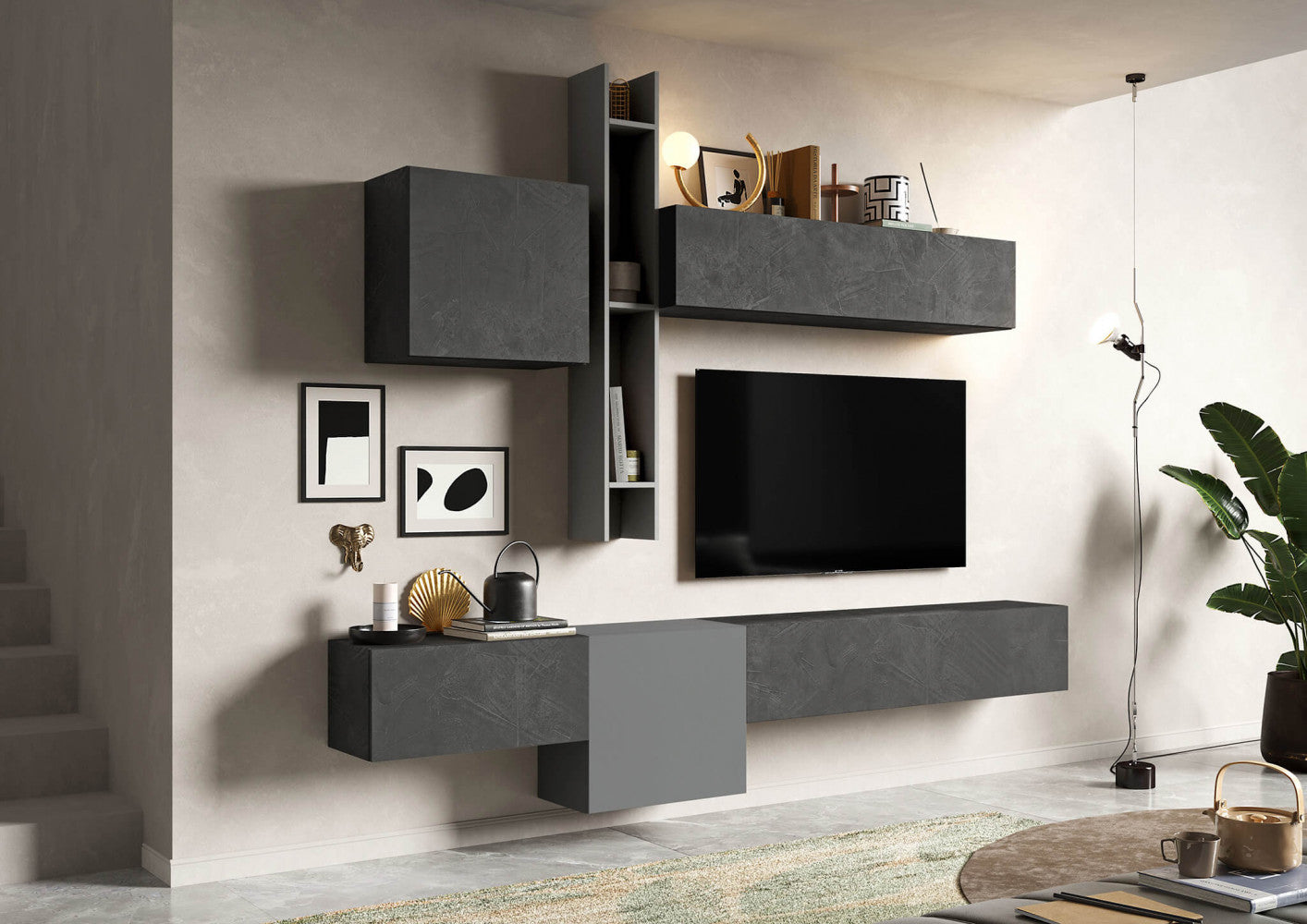 PARETE ATTREZZATA COMP. 12 ARDESIA/PIOMBO EMMA