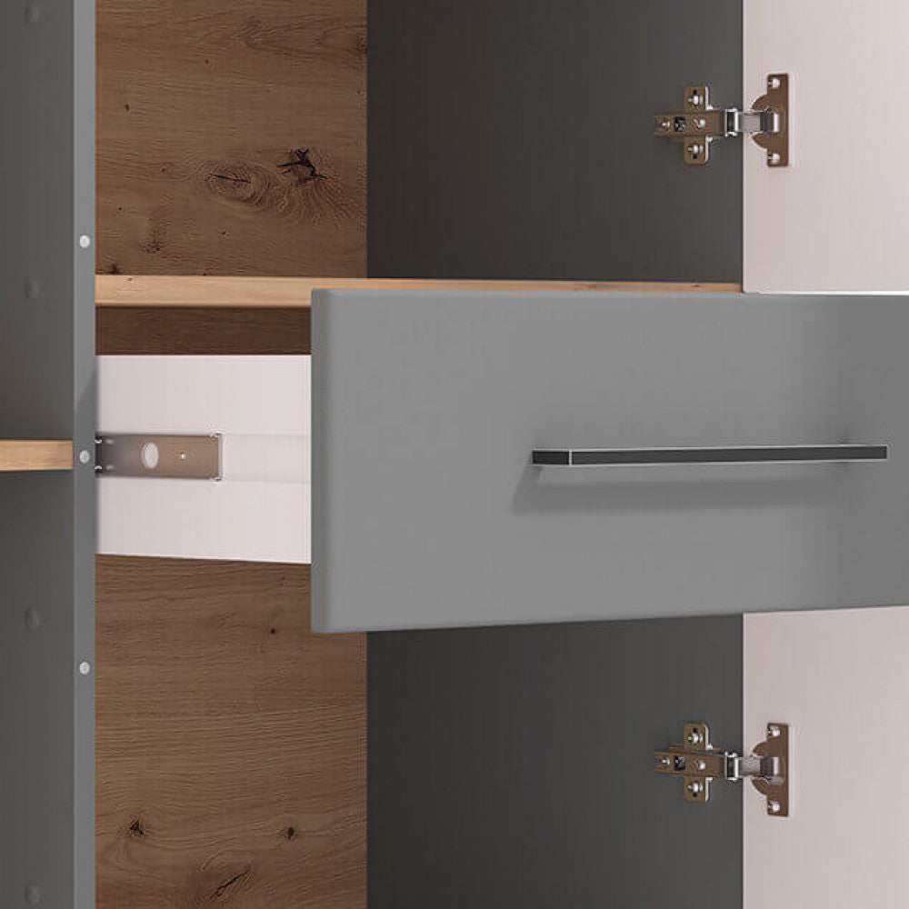 VETRINA LISABON ROVERE ARTIGIANO E GRIGIO GRAFITE