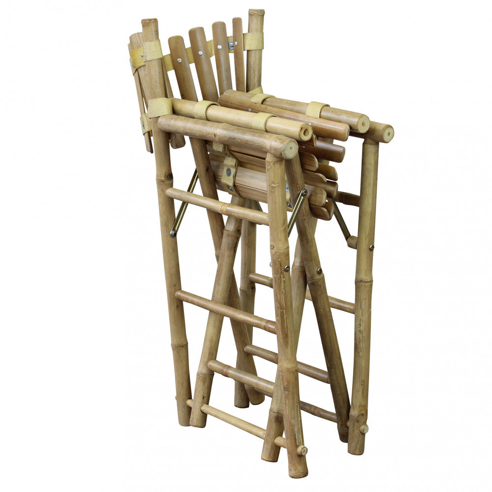 Sedia Regista Mimosa in legno di bamboo marrone, design funzionale