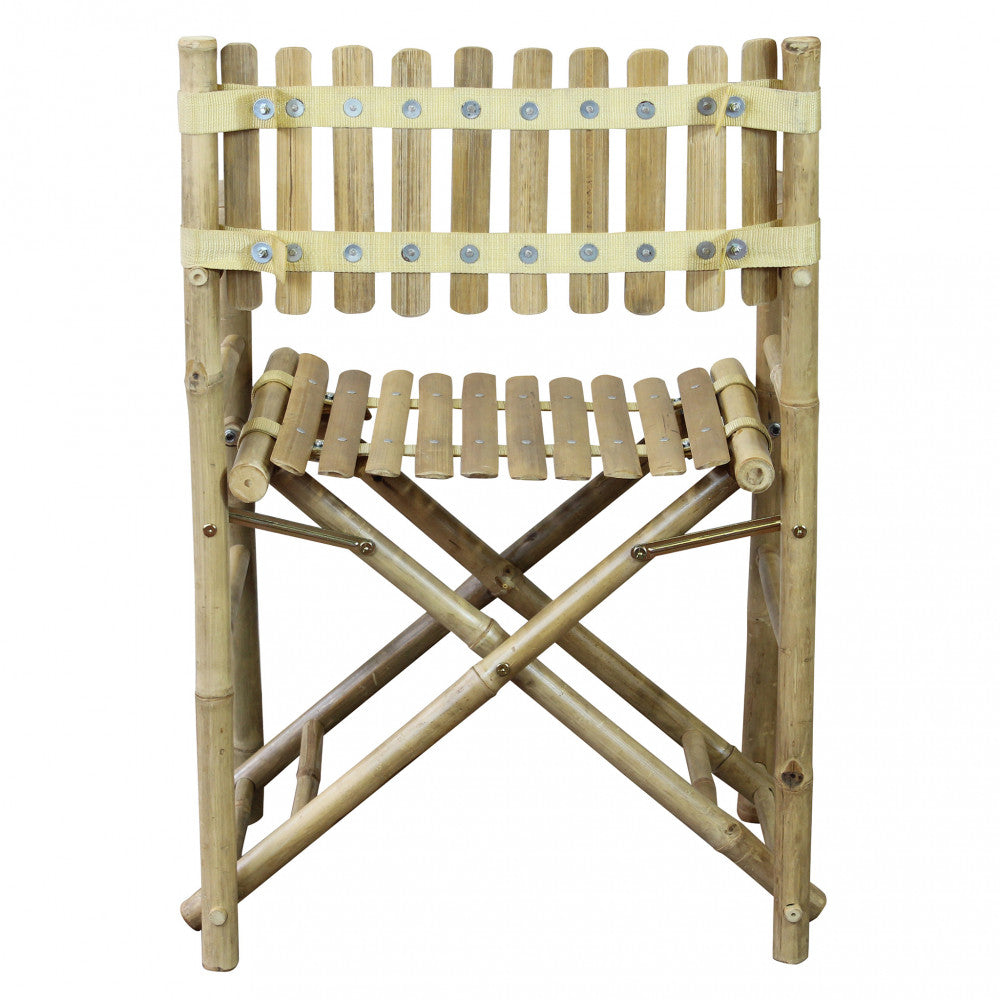 Sedia Regista Mimosa in legno di bamboo marrone, design funzionale.