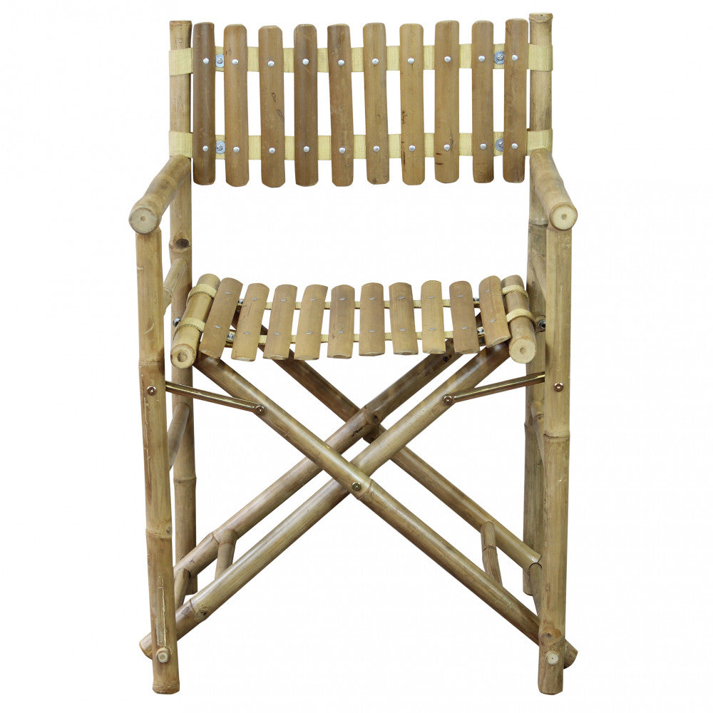 Sedia Regista Mimosa in legno di bamboo marrone, design funzionale.