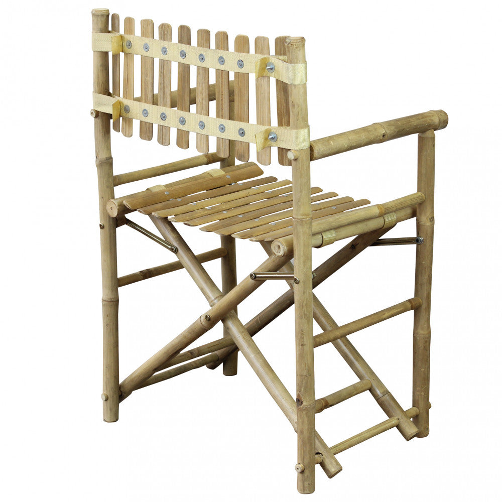 Sedia Regista Mimosa in legno di bamboo marrone, design funzionale.