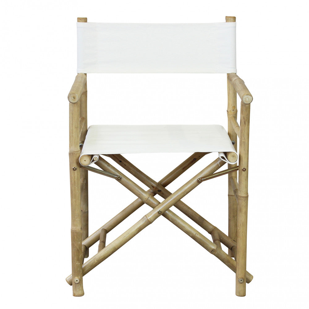 Sedia Regista Mojito bianca in legno di bamboo, design funzionale