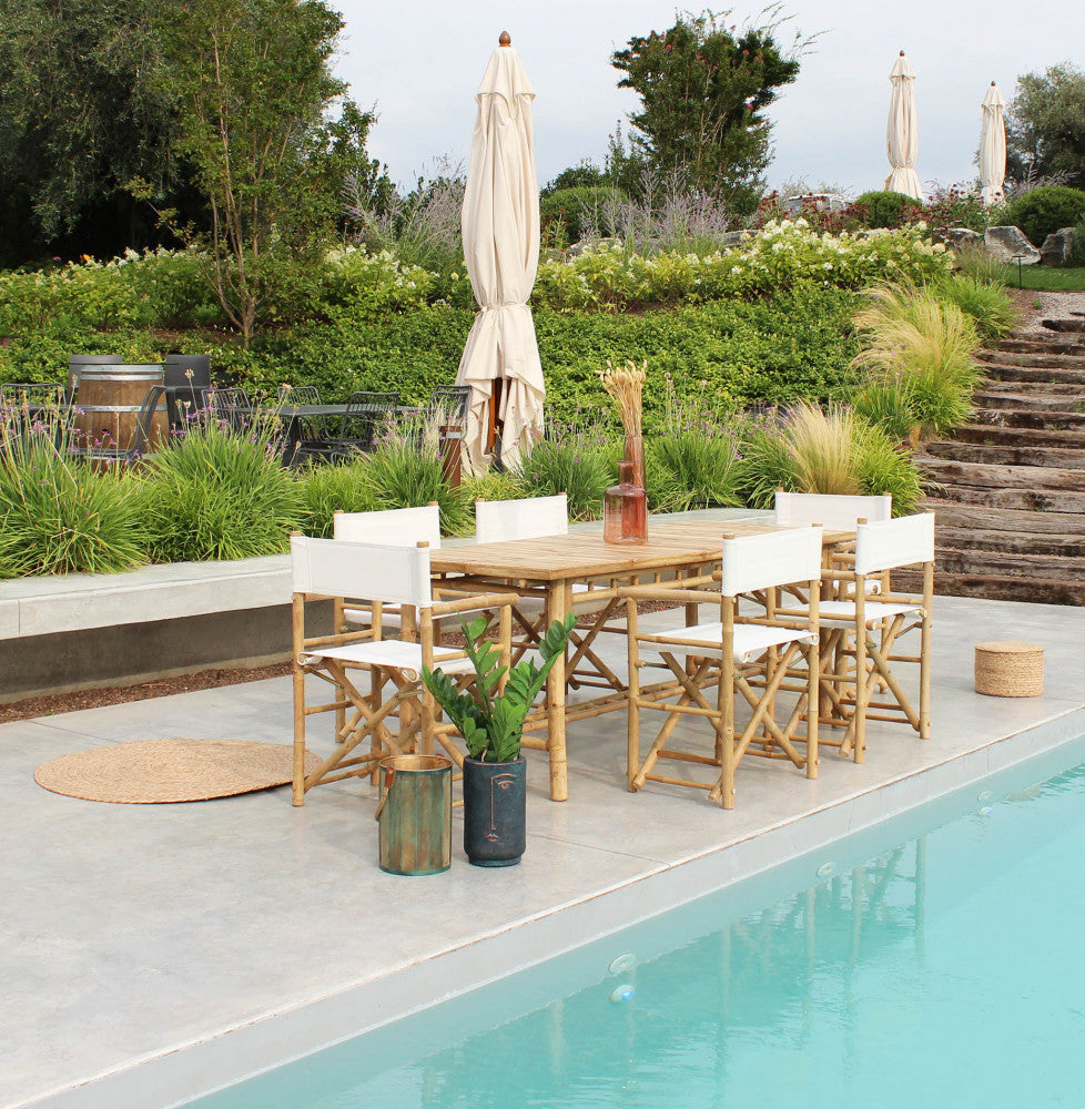 Sedia Regista Mojito bianca in legno di bamboo, design funzionale