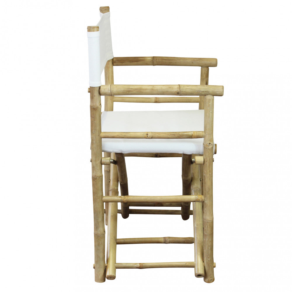 Dettaglio della struttura in bamboo e degli elementi bianchi della sedia Regista Mojito