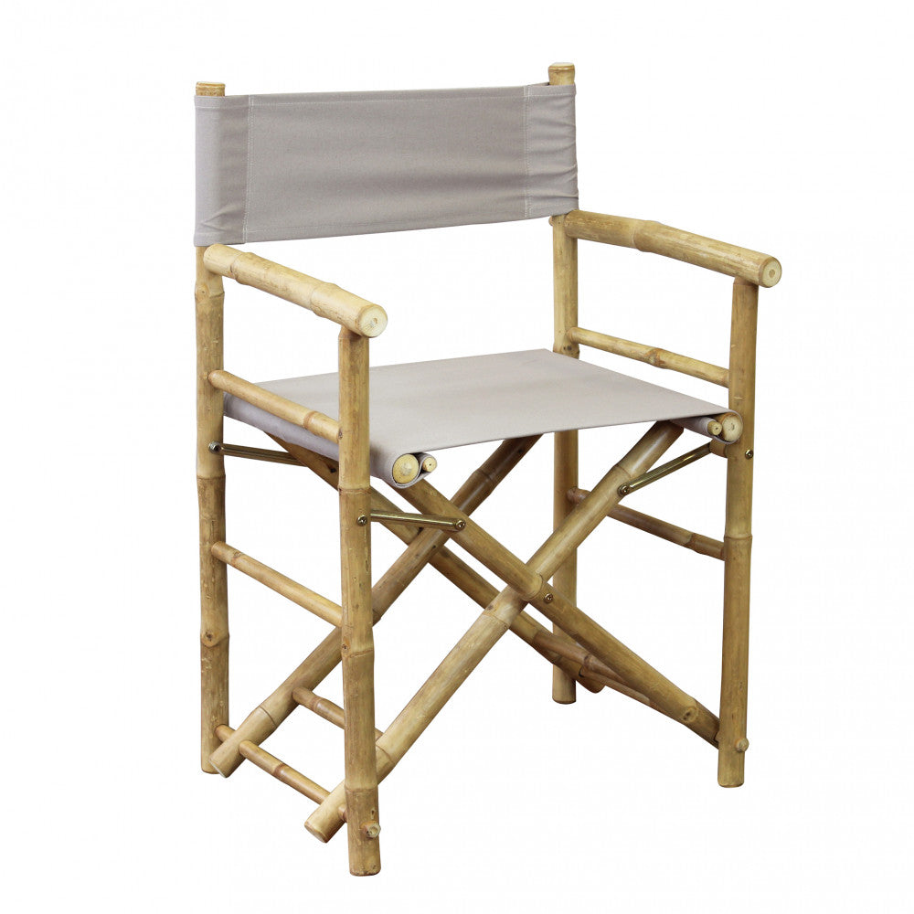 Sedia Regista Mojito color tortora in legno di bamboo marrone, design funzionale