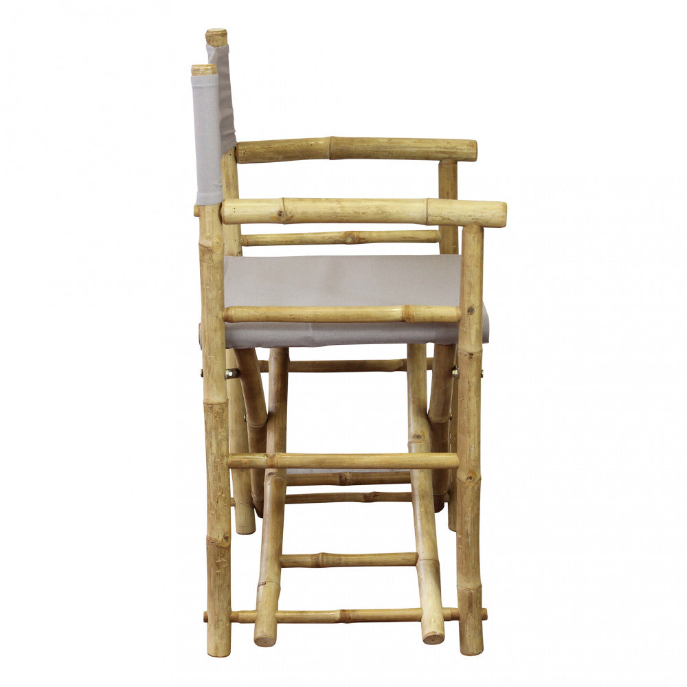 Sedia Regista Mojito color tortora in legno di bamboo marrone, design funzionale.