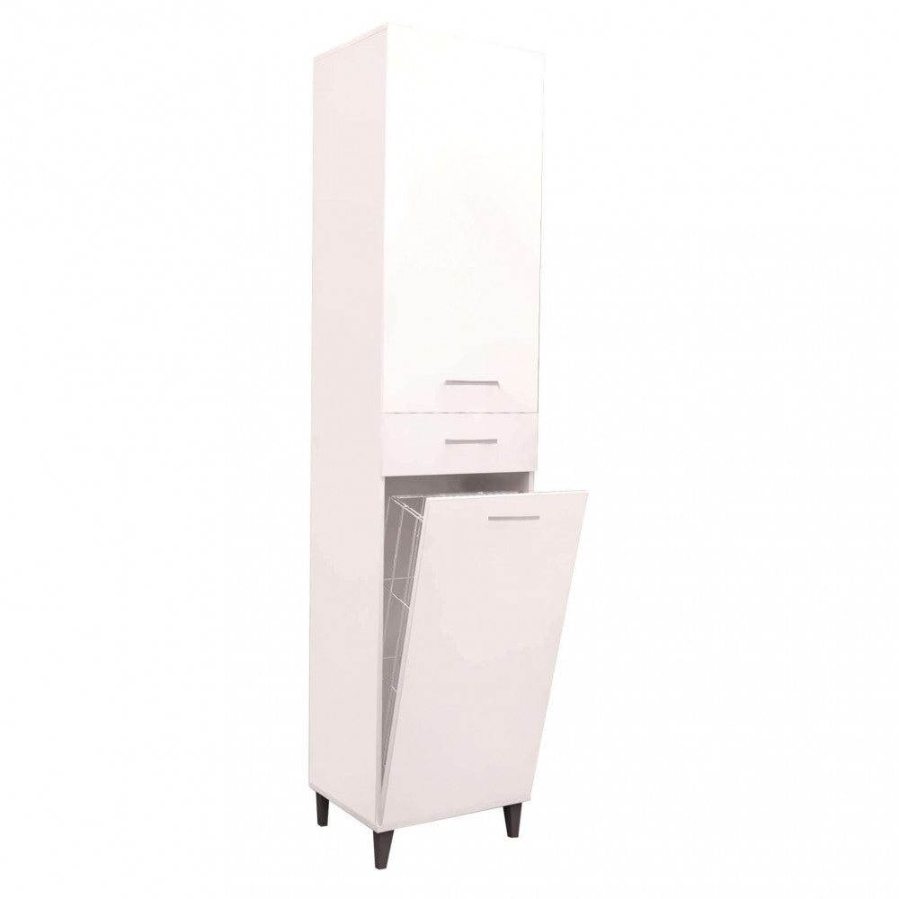 COLONNA PURE CON CESTO PORTABIANCHERIA BIANCO LUCIDO