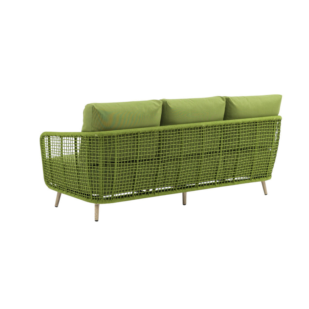 Salotto Banes 5 Posti in Alluminio Verde e Corda con Cuscini - AT804346-VRD - foto 13
