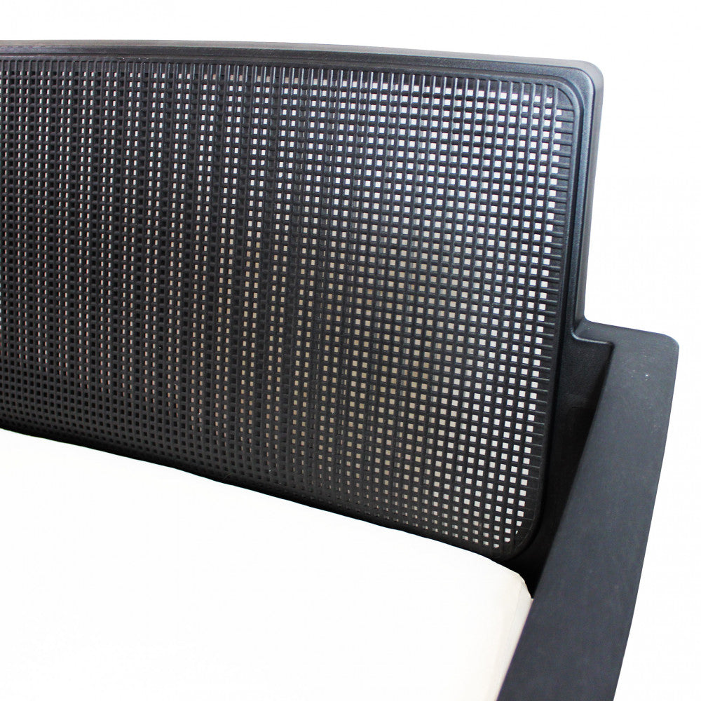 Salotto Da Esterno Delaware 2P in polipropilene nero con cuscini beige