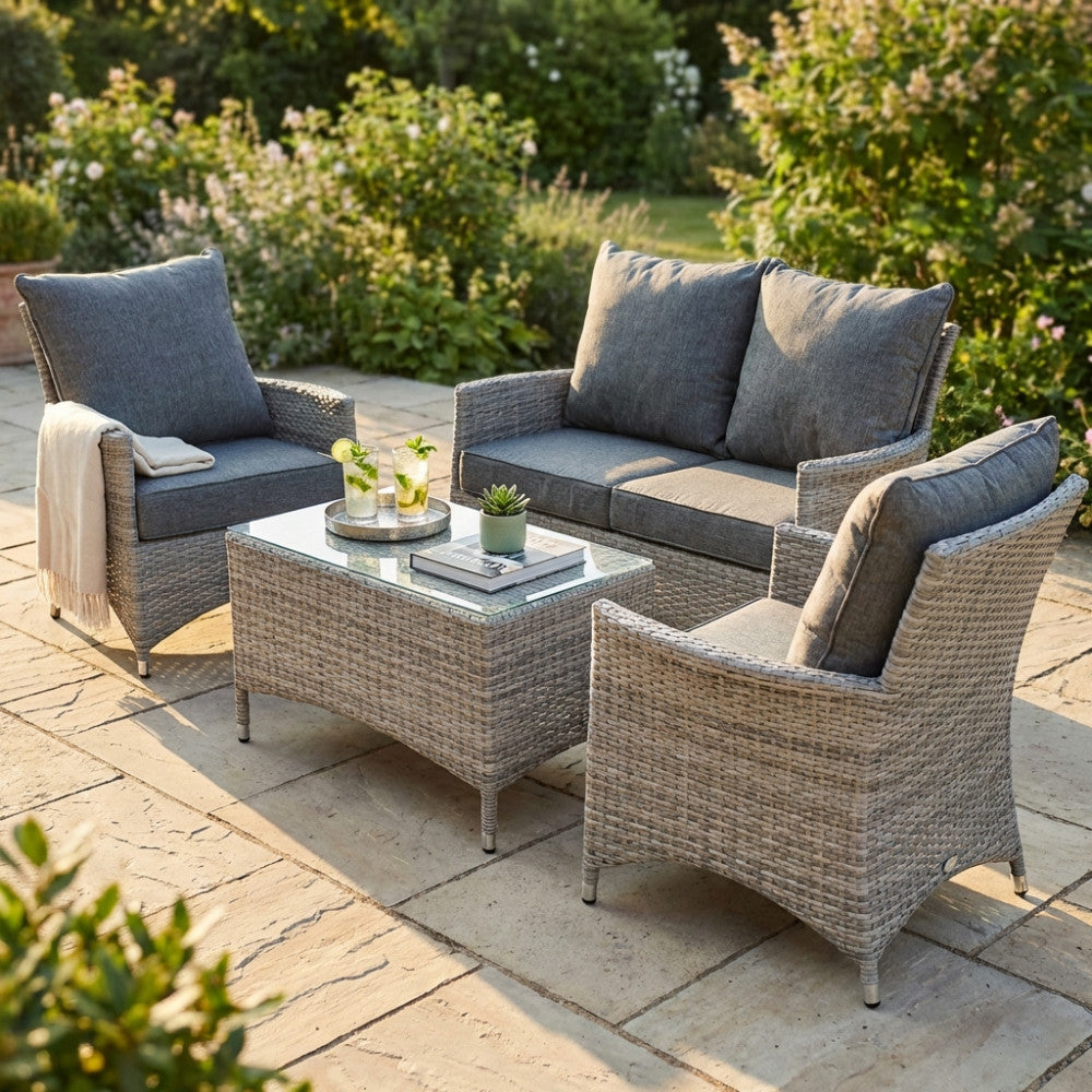 Salotto Paraguay 4 Posti in Wicker Grigio con Cuscini - WI806881-GREY