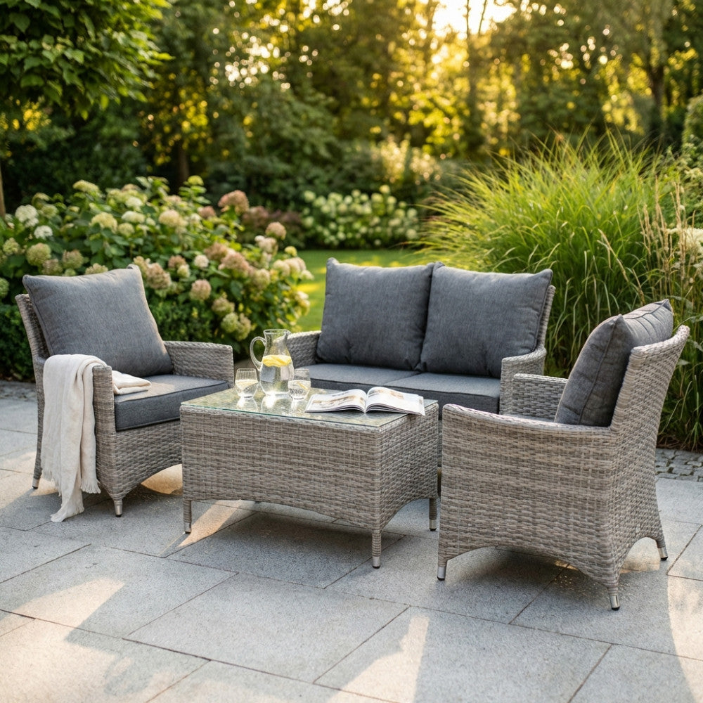 Salotto Paraguay 4 Posti in Wicker Grigio con Cuscini - WI806881-GREY - foto 2