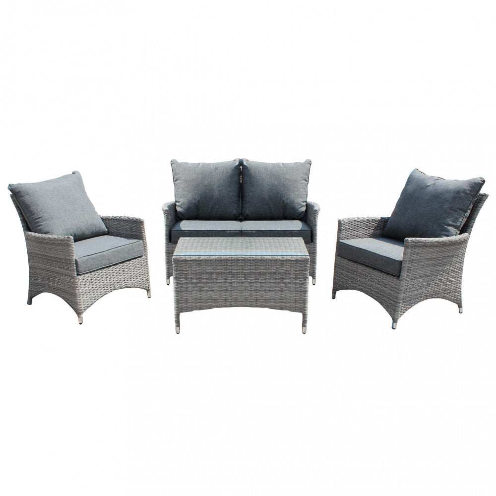Salotto Paraguay 4 Posti in Wicker Grigio con Cuscini - WI806881-GREY - foto 3