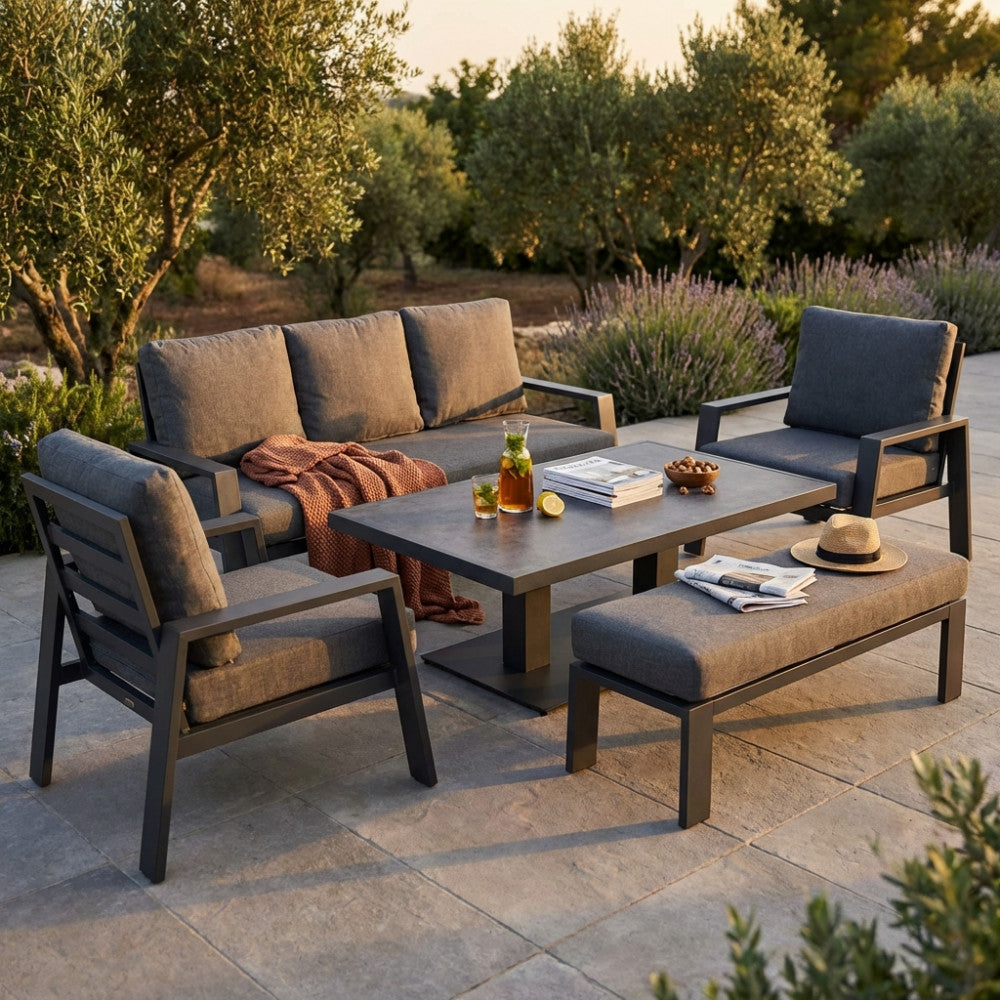 Salotto Rabat in Alluminio Antracite con Tavolo Regolabile - AT804267-ANTR