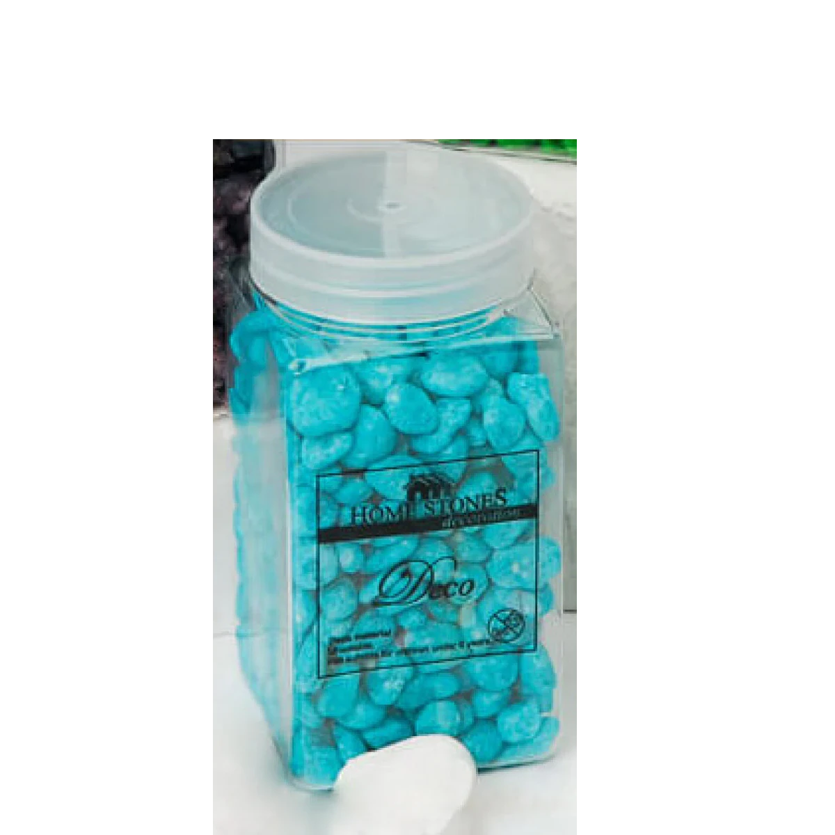 Confezione di sassolini grandi decorativi di colore azzurro, pronti per l'uso.