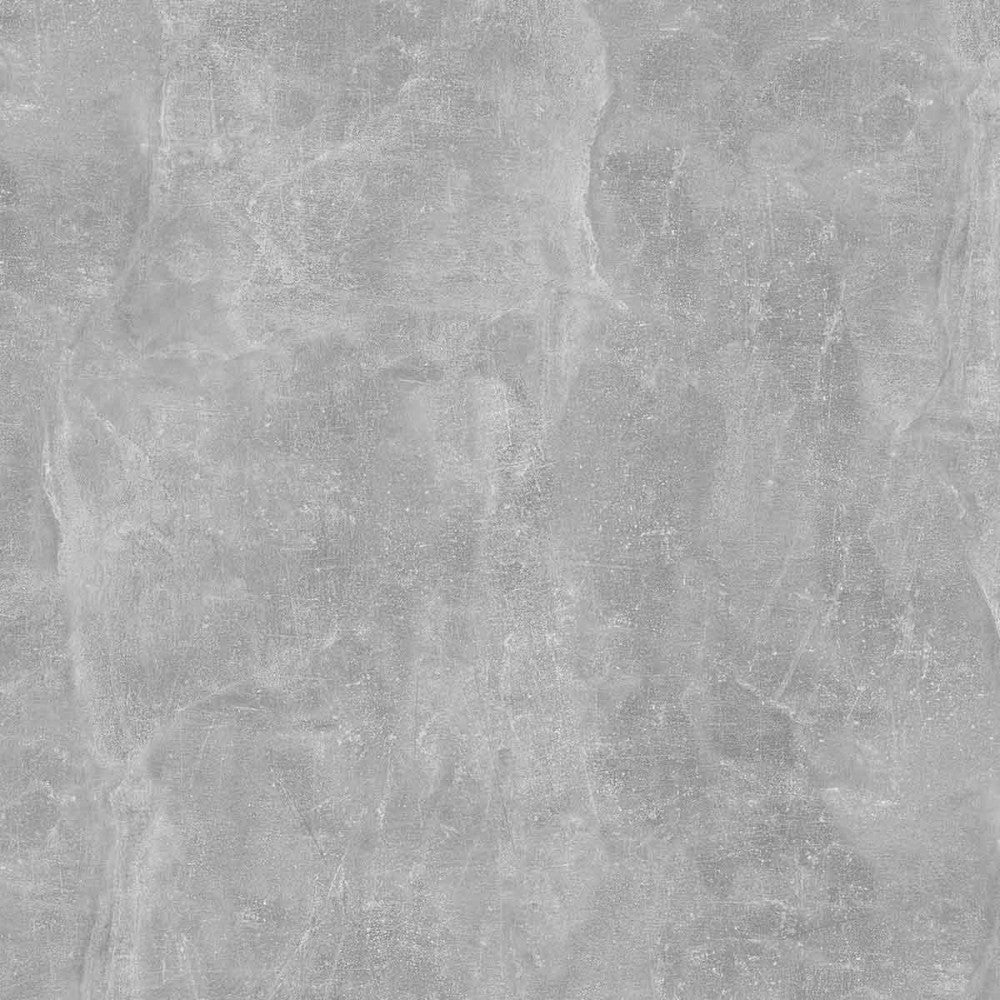 Dettaglio ravvicinato della texture in truciolare bilaminato con finitura grigio effetto cemento.