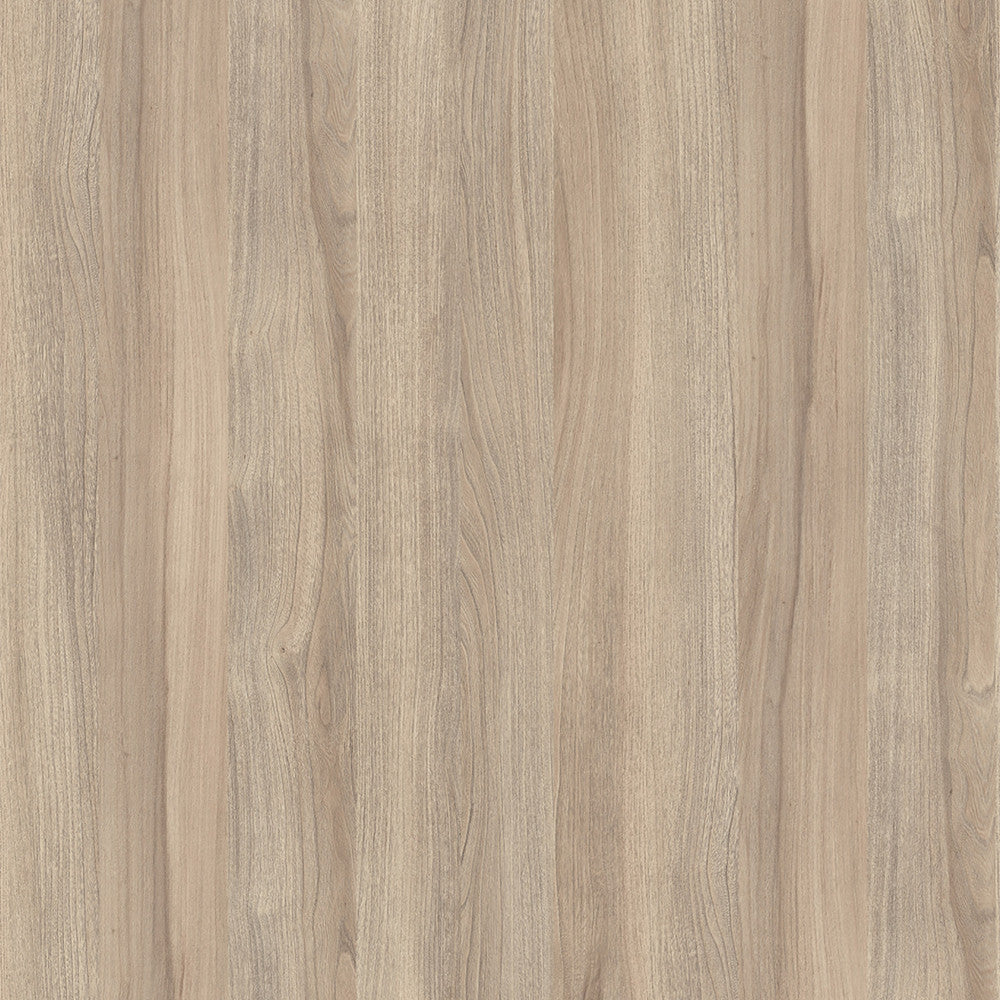 Texture ravvicinata del truciolare bilaminato in finitura olmo chiaro, che mostra le venature naturali del legno.
