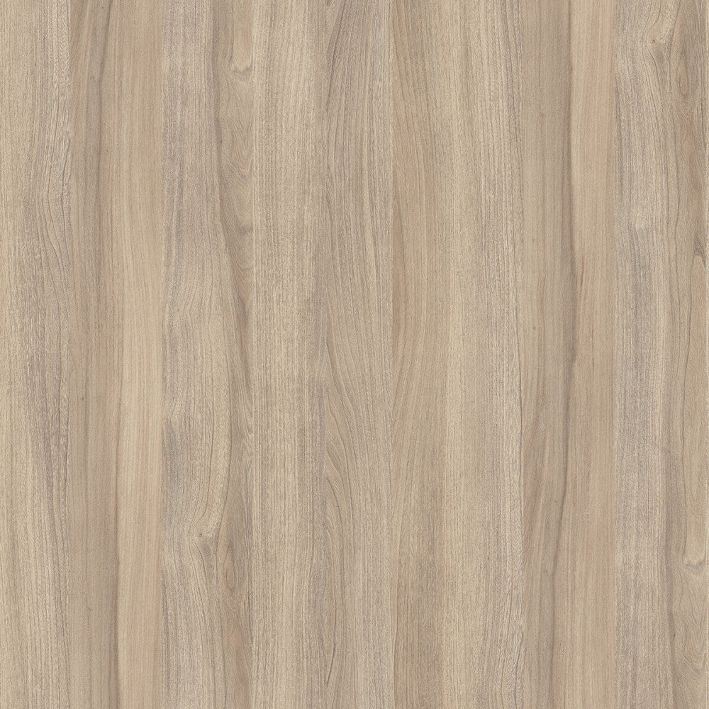 Texture ravvicinata del truciolare bilaminato finitura olmo chiaro, che mostra le venature del legno.