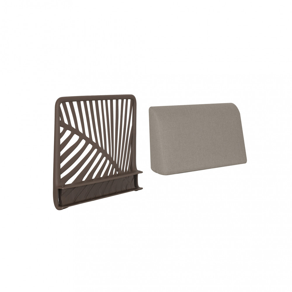 Schienale Angolare per Salotto Guaranà con struttura in polipropilene taupe e cuscino.