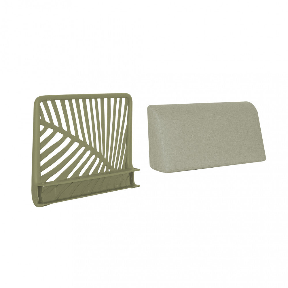 Schienale per Salotto Guaranà con struttura in polipropilene verde e cuscino.