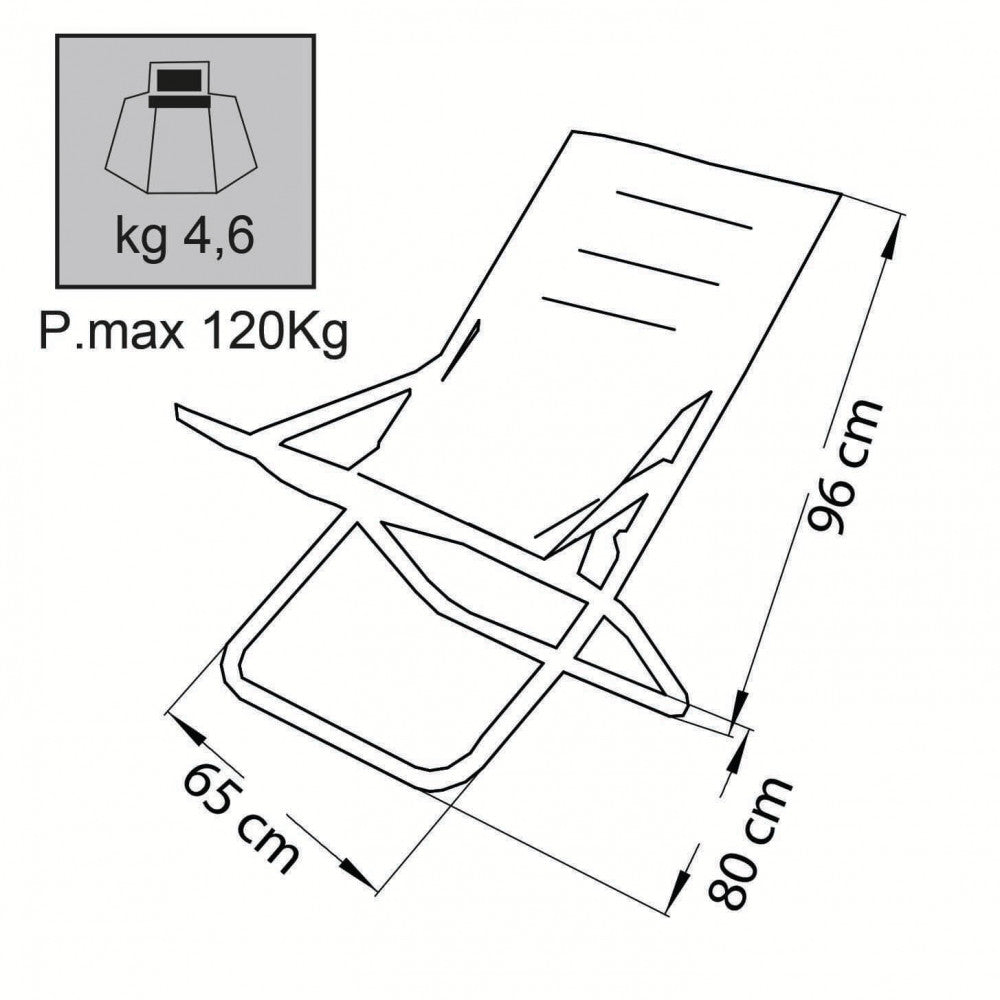 Schema tecnico con dimensioni della sdraio Cosma Modello BC807823-BLU