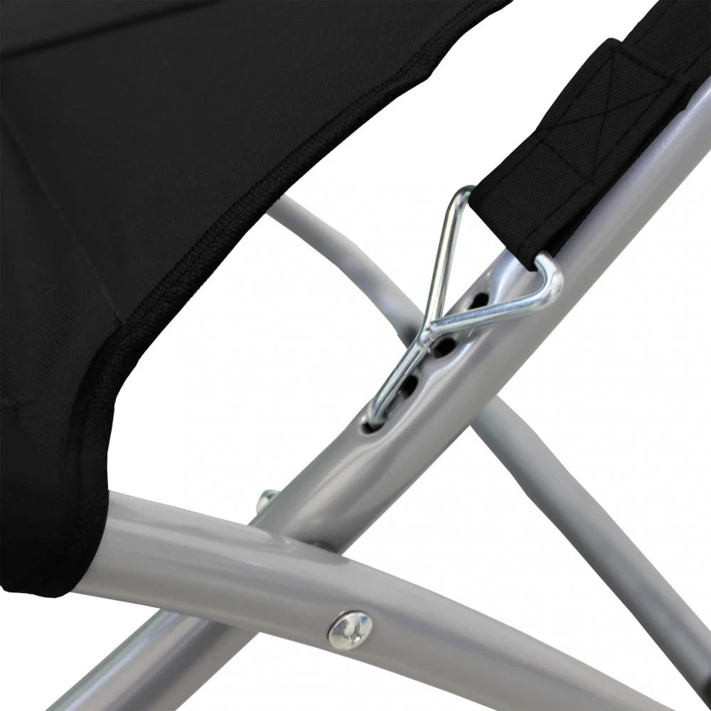 Sdraio Canapone pieghevole e reclinabile nera, struttura in acciaio e telo Oxford, dettaglio telo