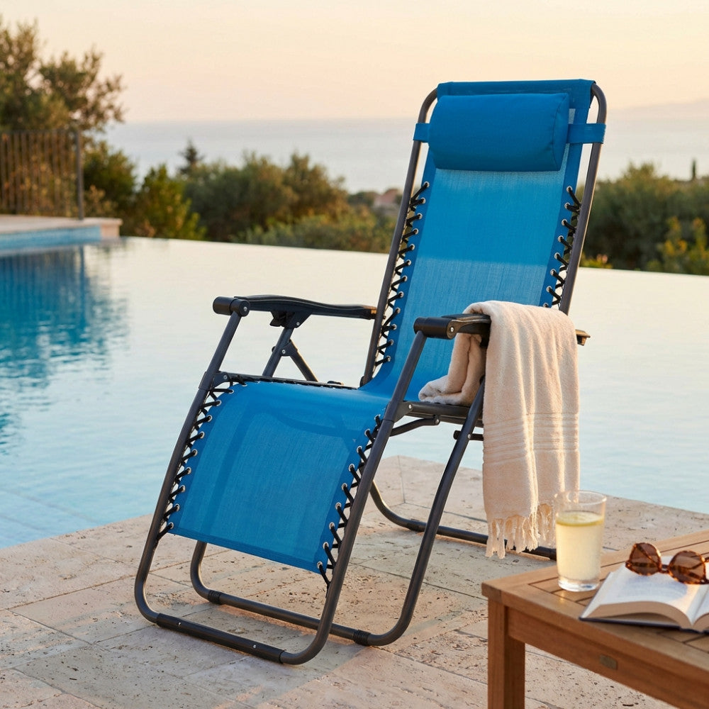 Sdraio Cosma Sdraio Comfort blu con struttura in acciaio antracite