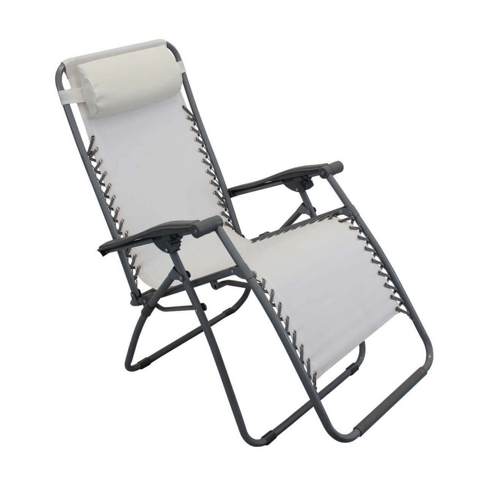 Sdraio Comfort Pieghevole in Acciaio e Textilene Beige - BC807814-BEIG - foto 3