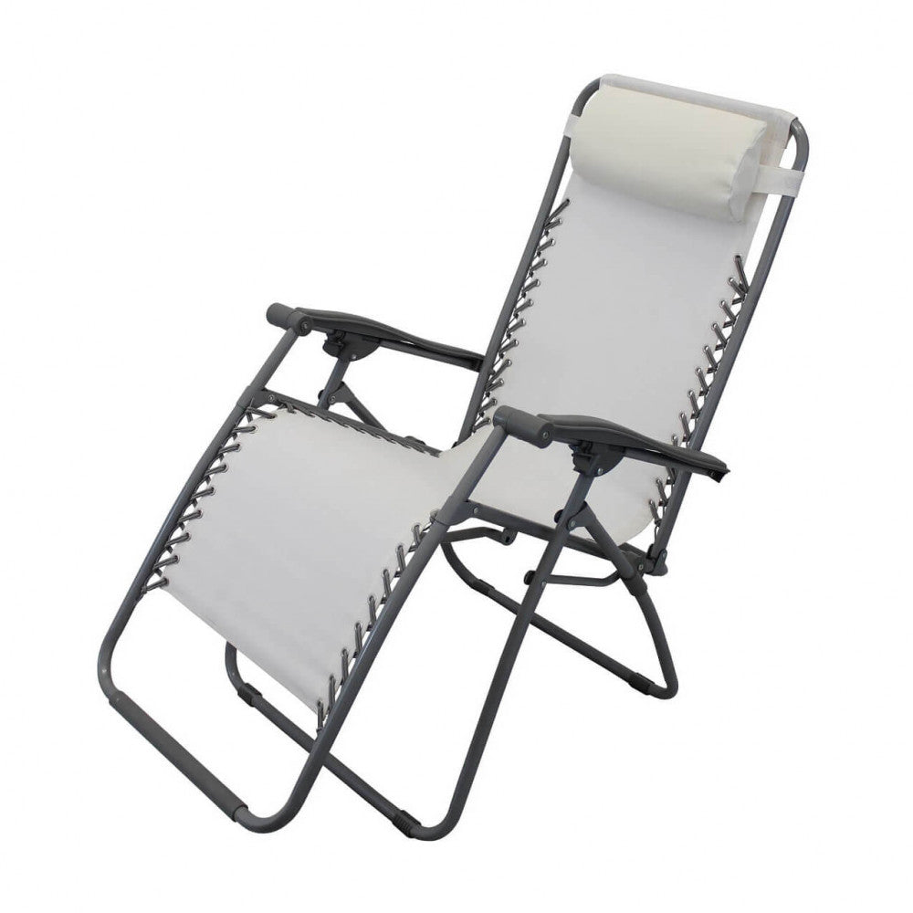 Sdraio Comfort Pieghevole in Acciaio e Textilene Beige - BC807814-BEIG - foto 4