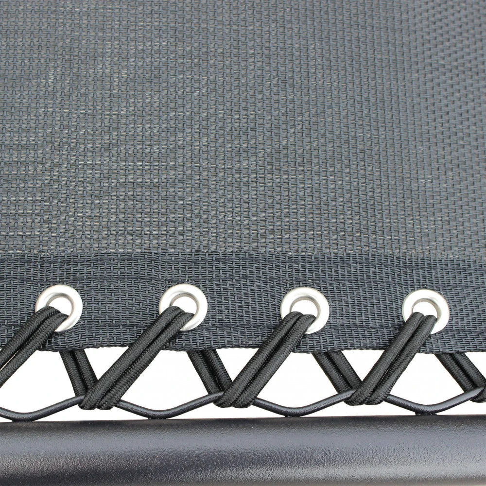 Sdraio Comfort total black reclinabile con struttura in acciaio e telo in Textilene nero, particolare trama