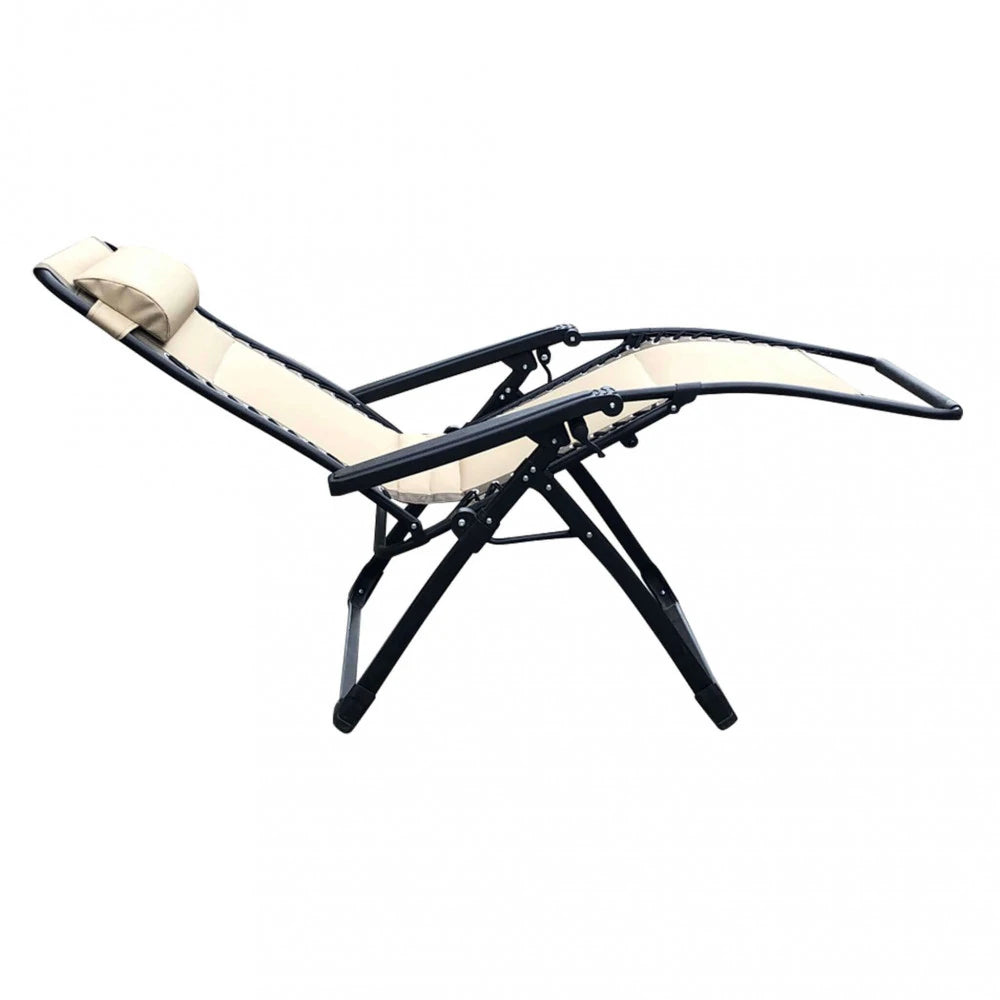 Sdraio Comfort XXL pieghevole, tessuto Oxford tortora e struttura in metallo antracite, panoramica sdraio steso